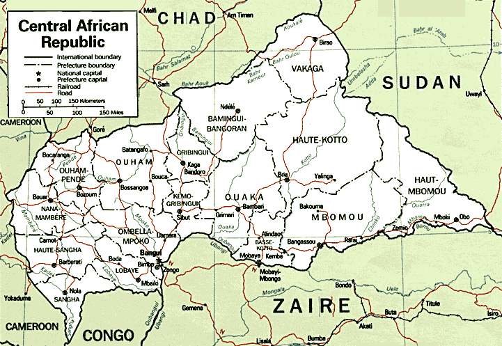 politisch karte zentral afrikan republik